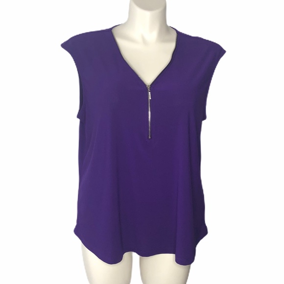 NEW!!! 89th & Madison purple zip front blouse 1X - Picture 1 of 8